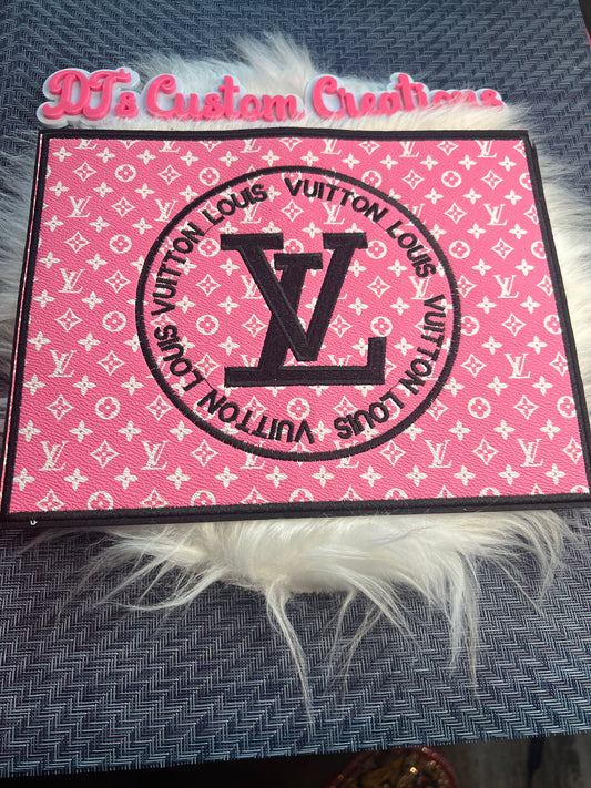Pink Black Faux Leather Square