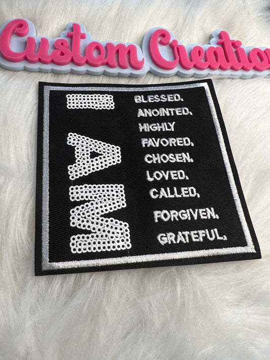 Sequin Black White I AM