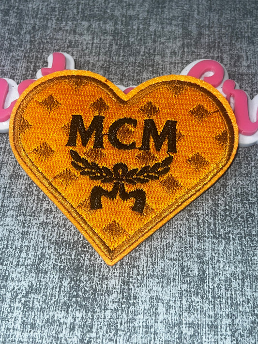 Orange Heart Patch Letter Print – Fashion Embroidered Iron On Patch Statement Applique DIY Clothing