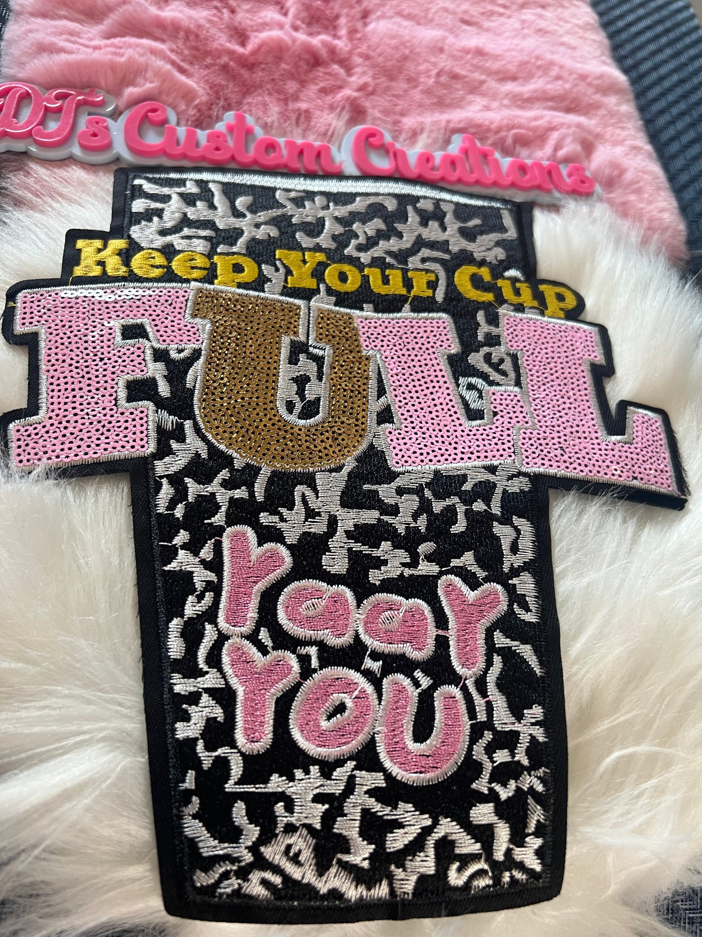 Sequin Keep Cup Fill Pink Yellow Black