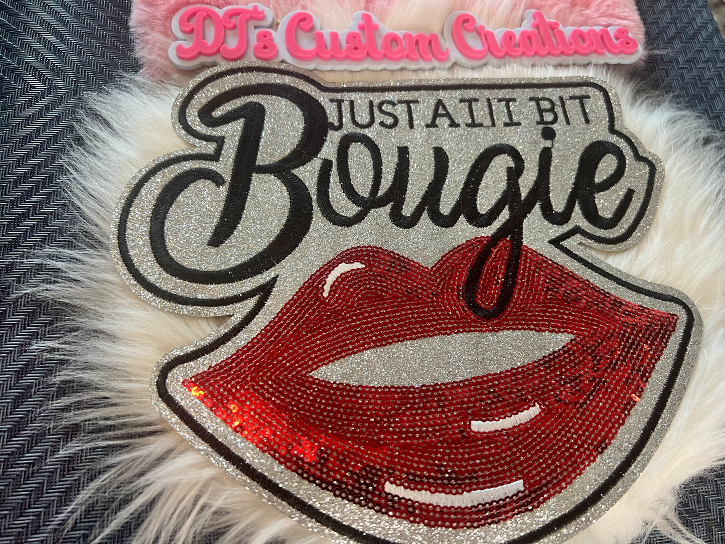Sequin Red lips Black Silver Bougie
