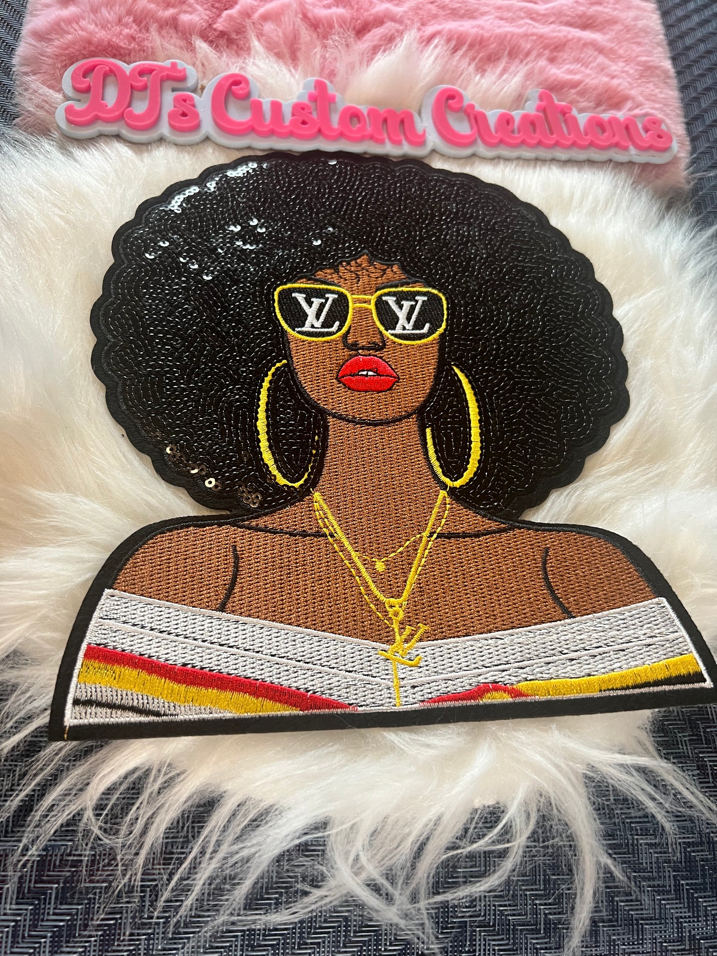 Sequin Afro LV Sunglasses