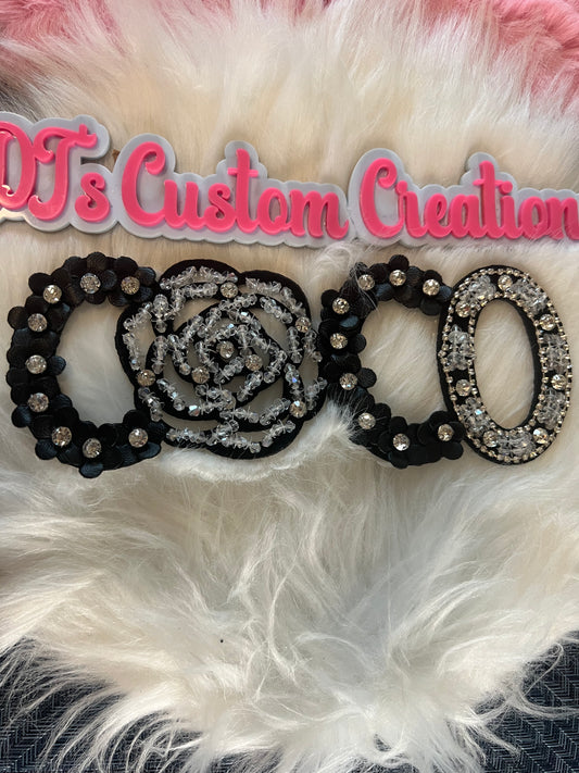 Black Silver Rhinestone faux leather words CoCo