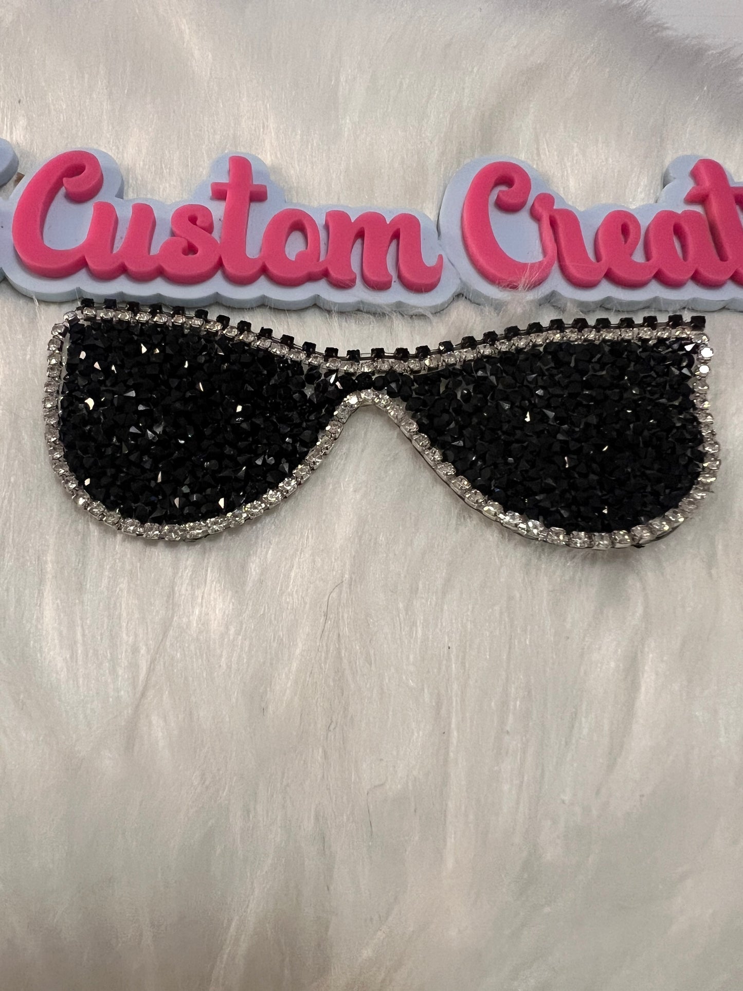 Black & Silver trim rhinestone glasses