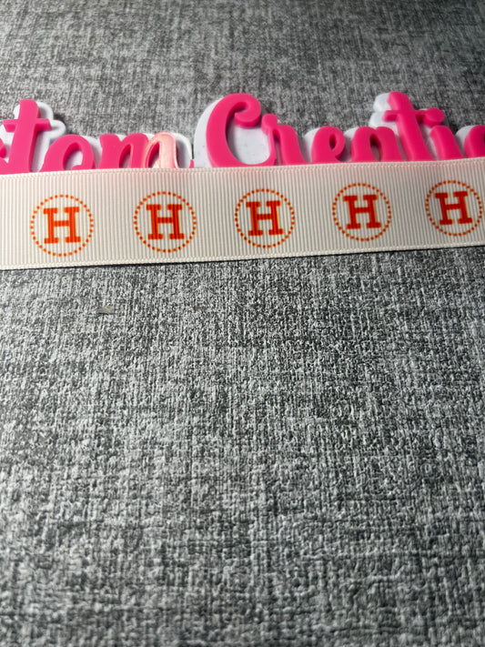 Orange Monogram Style Ribbon Trim – Fashion Craft Ribbon (Sold by the Yard)