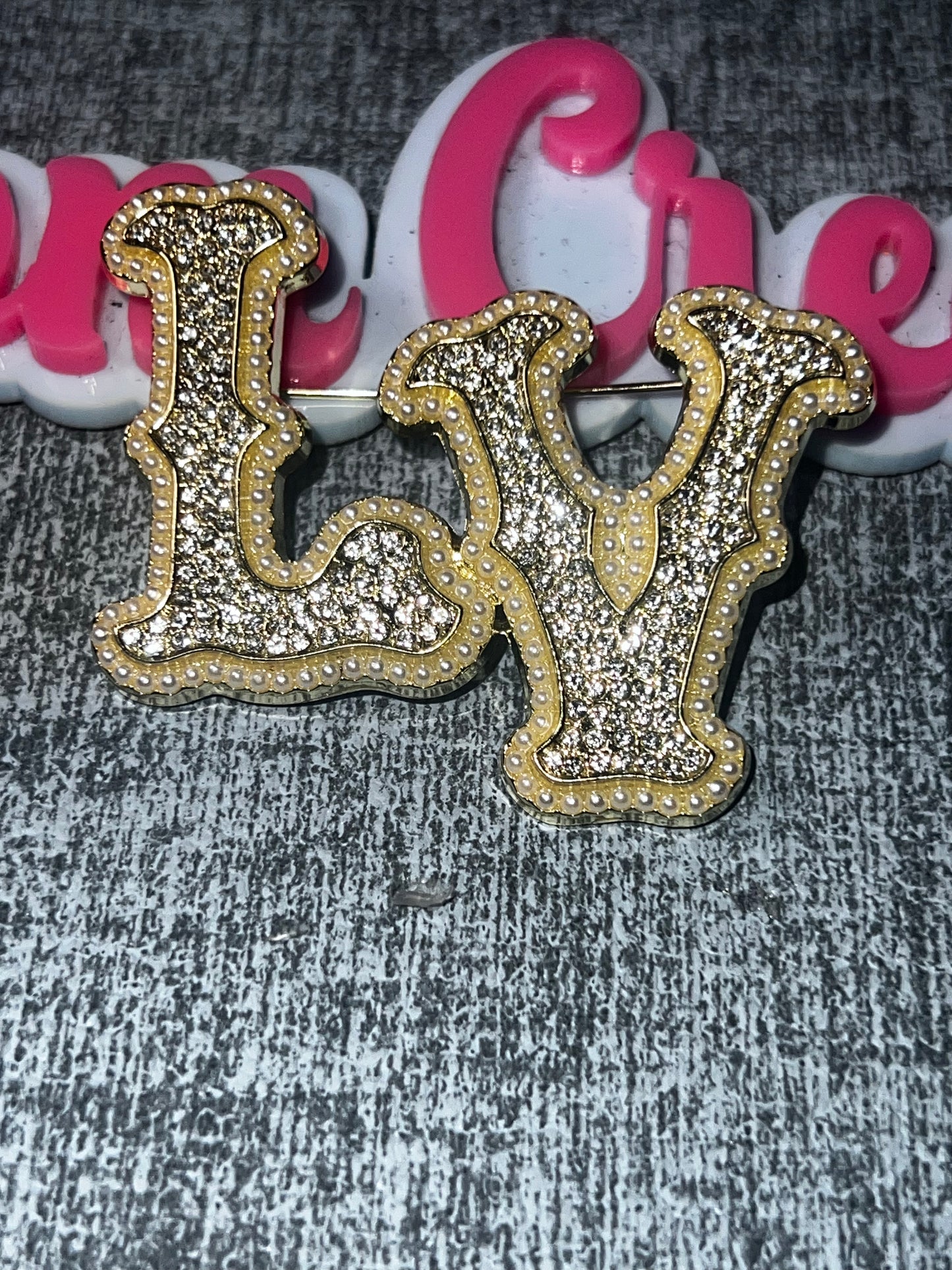 Bling Letter Brooch – Gold Rhinestone Pin
