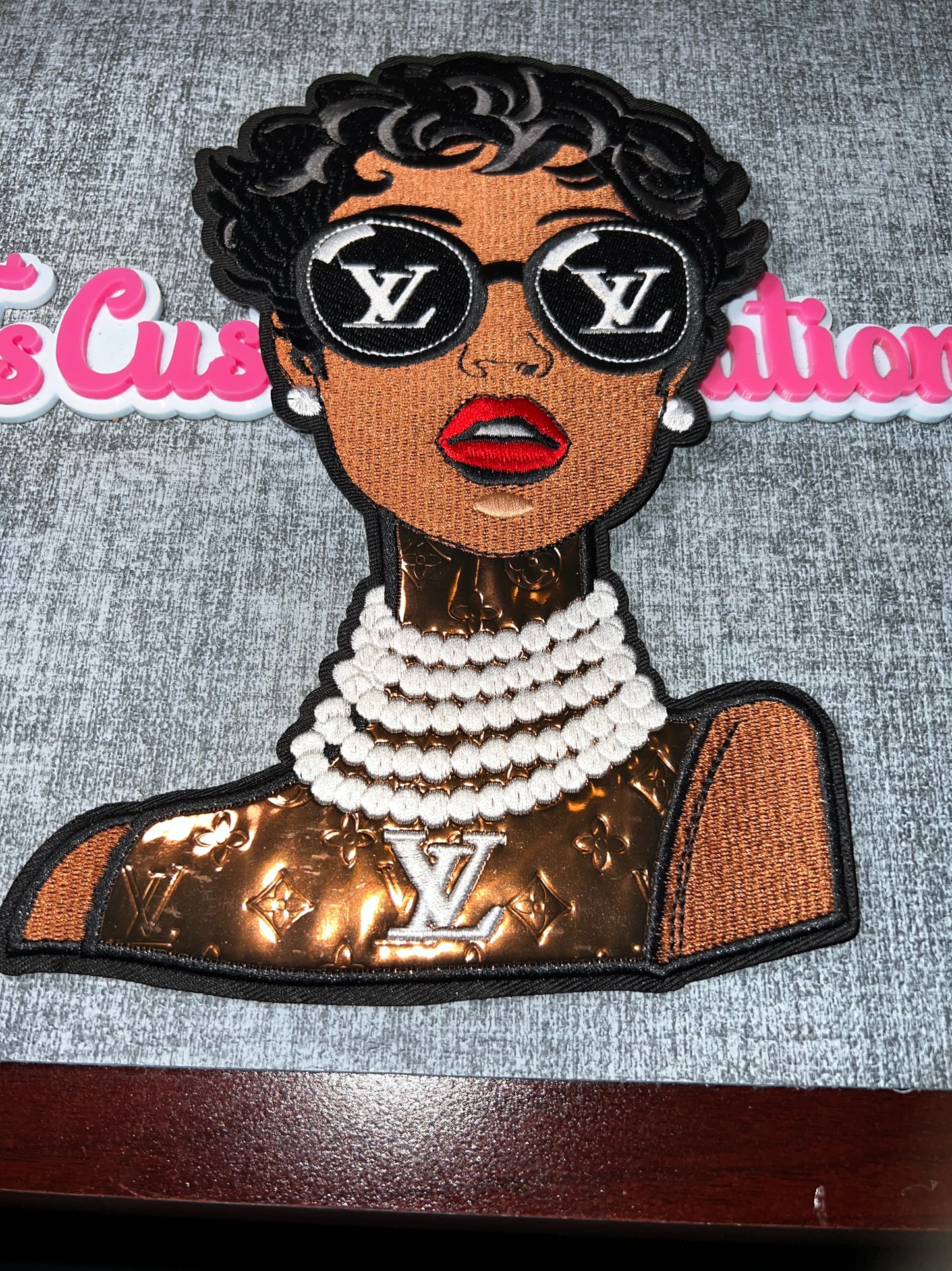 Bronze Metallic Fashion Lady Patch – Glam Embroidered Patch – Iron On Applique – Approx. 6 Inch