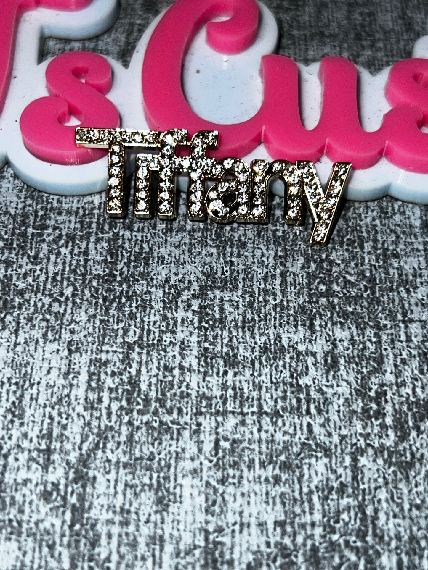 Rhinestone Word Charm Pendant – Silver Crystal Glam DIY Accessory
