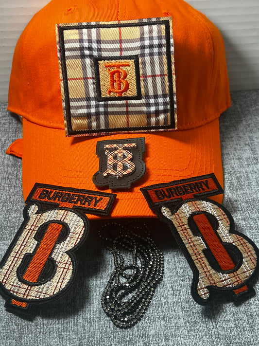Orange Plaid DIY Hat Kit – Luxury Inspired Custom Bling Hat Craft Kit