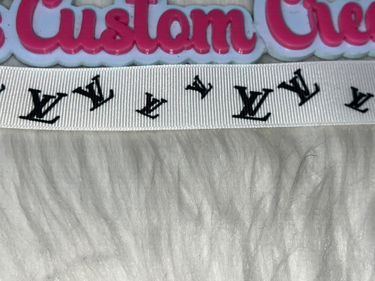 White Monogram Style Ribbon Trim – Fashion Craft Ribbon