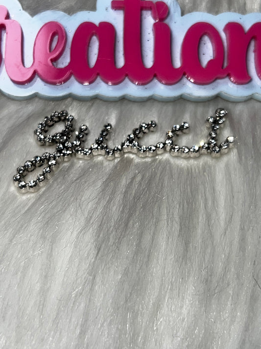 Silver Rhinestone Script Word Charm – Decorative Craft Embellishment
