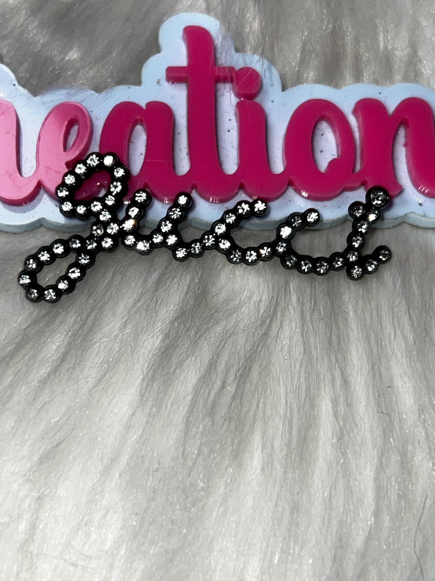 Black & Silver Rhinestone Script Word Charm – Decorative Craft Embellishment