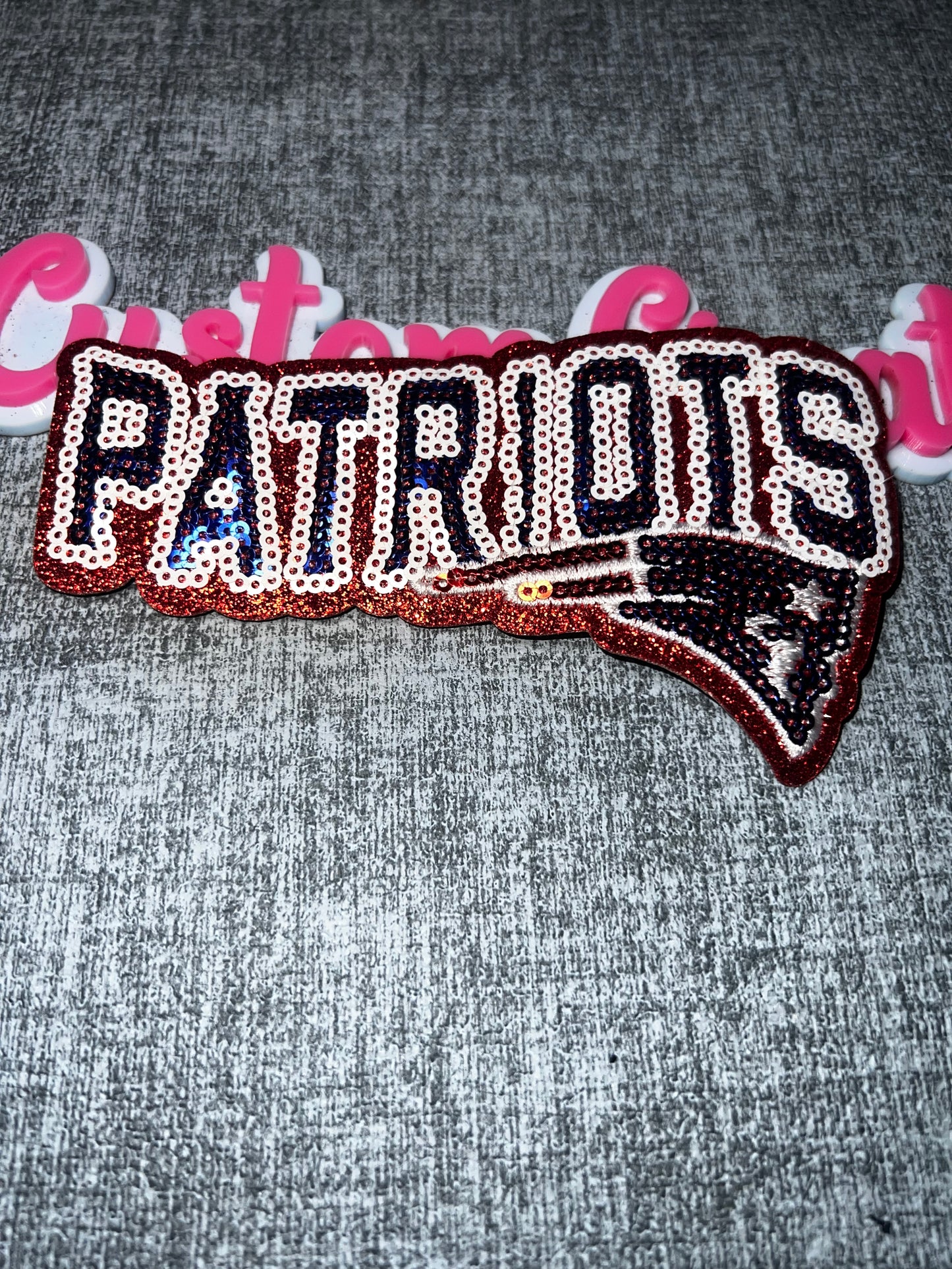 Red, White & Blue Glitter Letter Embroidered Iron-On Patch