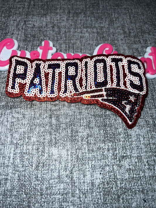 Red, White & Blue Glitter Letter Embroidered Iron-On Patch