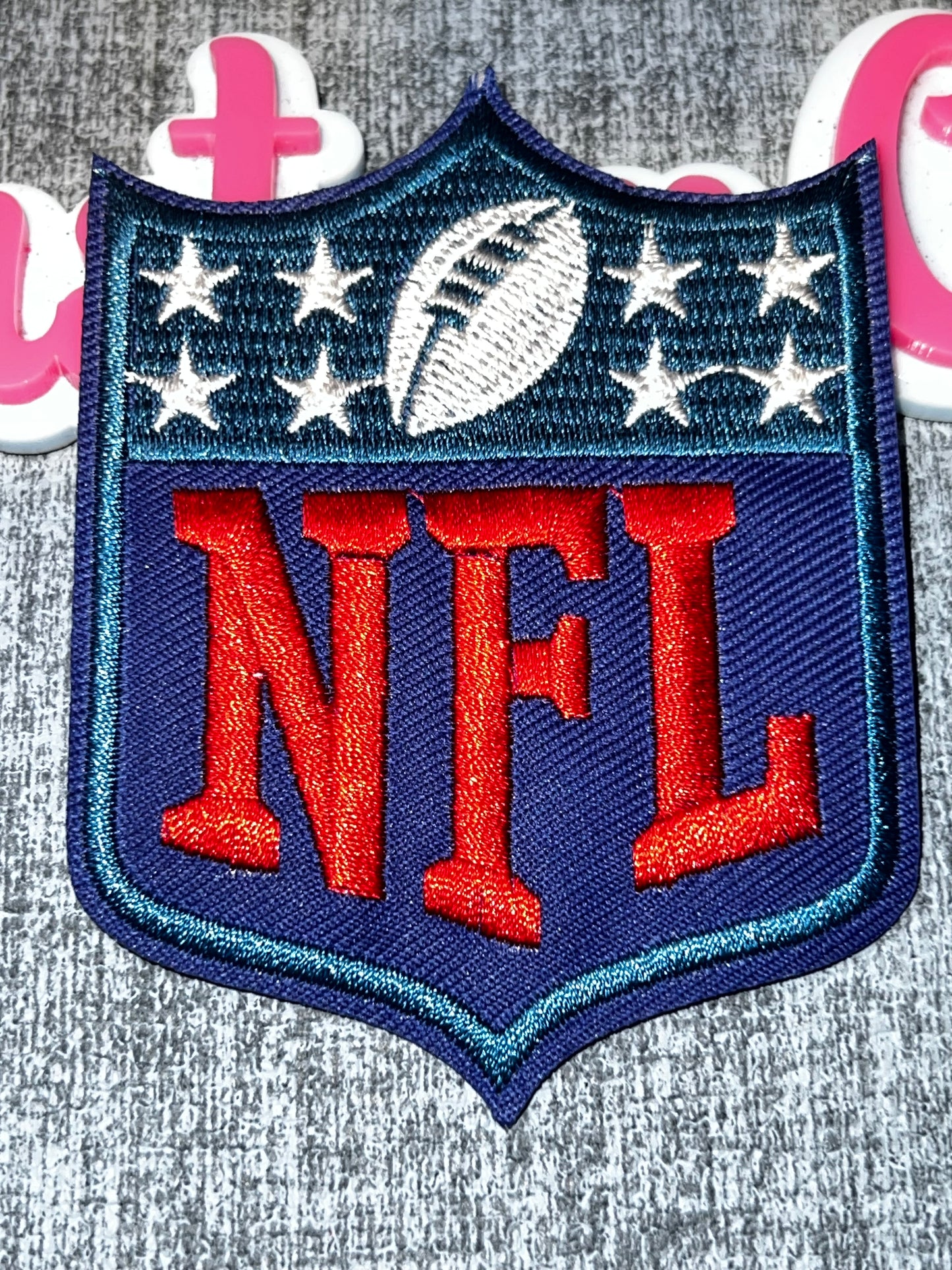 Navy Red & White Shield Embroidered Iron-On Patch | Sports-Inspired Appliqué