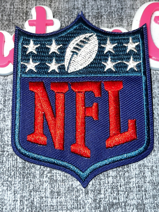 Navy Red & White Shield Embroidered Iron-On Patch | Sports-Inspired Appliqué