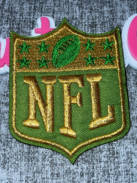 Olive Green & Gold Shield Embroidered Iron-On Patch