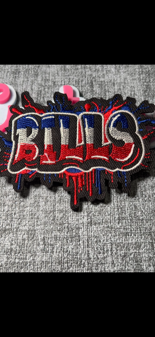 Red White Blue Graffiti Lettering Embroidered Iron-On Patch | Embroidered Decorative Appliqué