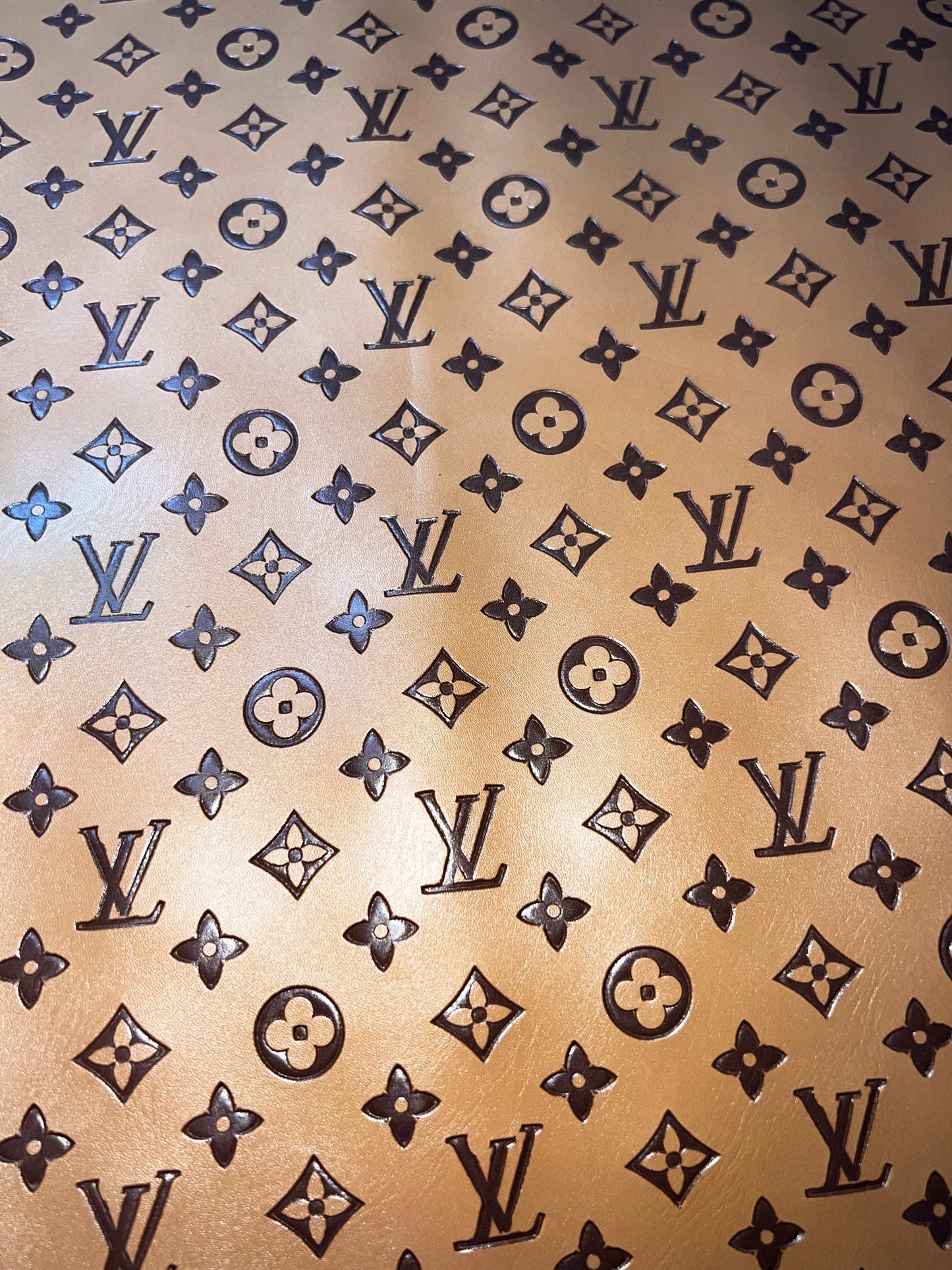Brown Monogram 4 Faux Leather Sheet 9x12 | Embossed Faux Leather for Hair Bows, Earrings & DIY Crafts