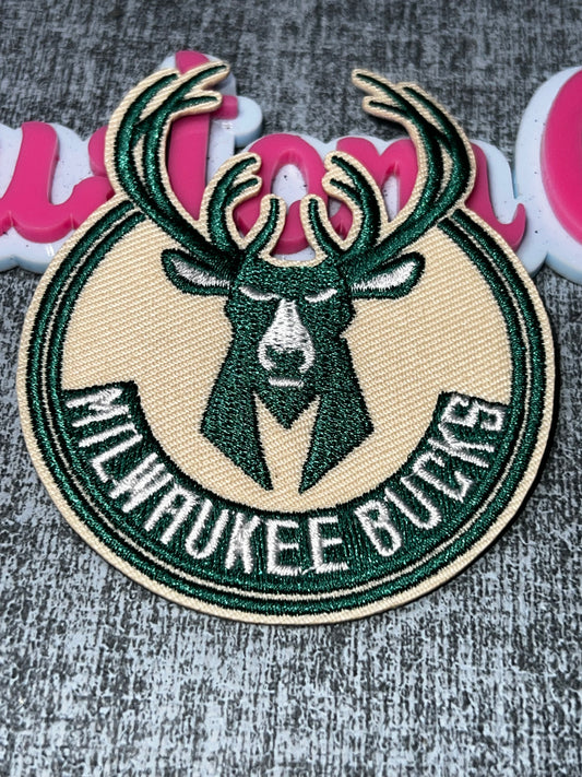 Green Deer Head Embroidered Iron-On Patch | Statement Appliqué