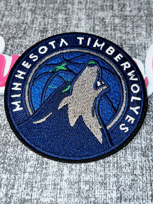 Blue Wolf Moon Embroidered Iron-On Patch | Statement Appliqué