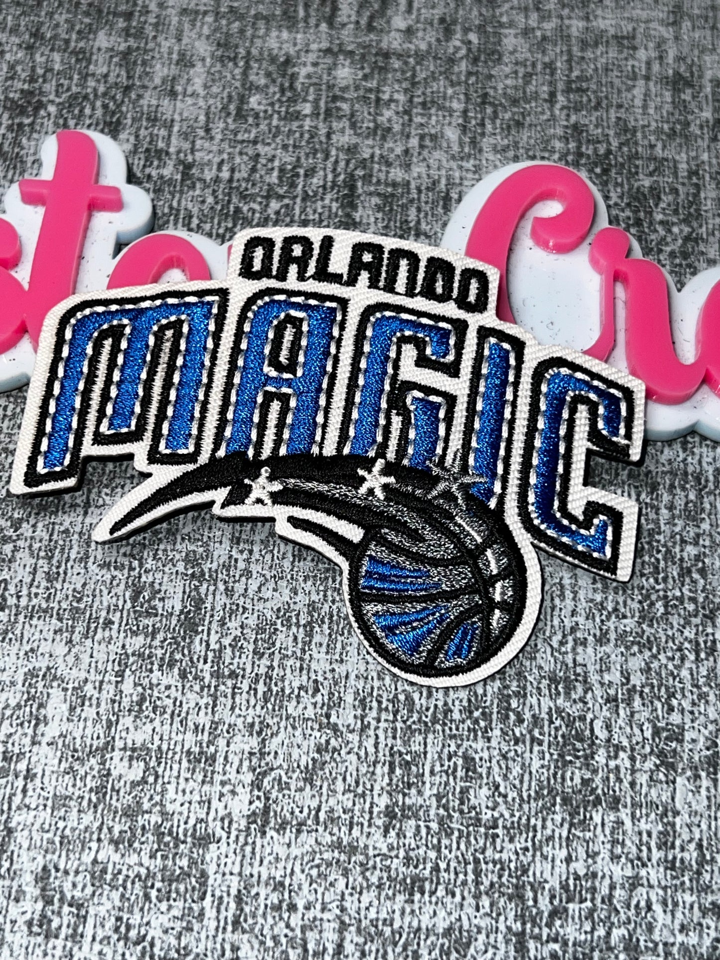 Blue Black Letter Embroidered Iron-On Patch | Statement Appliqué