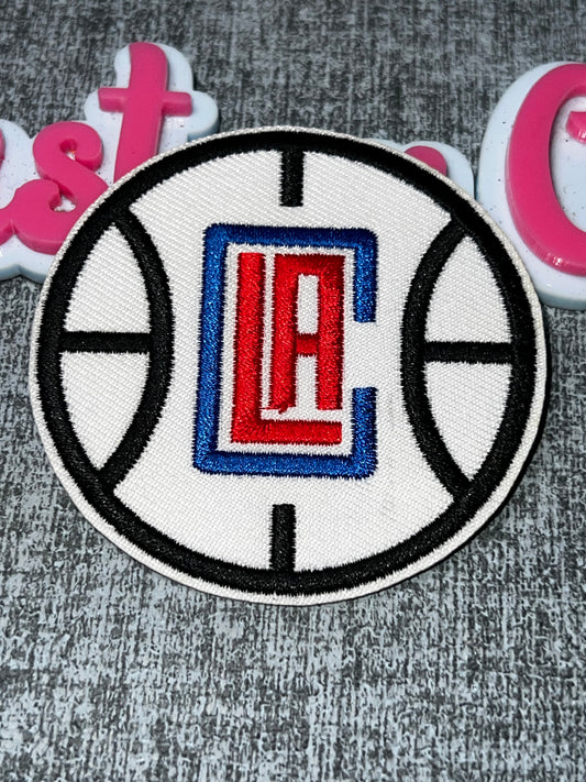 Red Blue White Circle Letter Embroidered Iron-On Patch | Appliqué