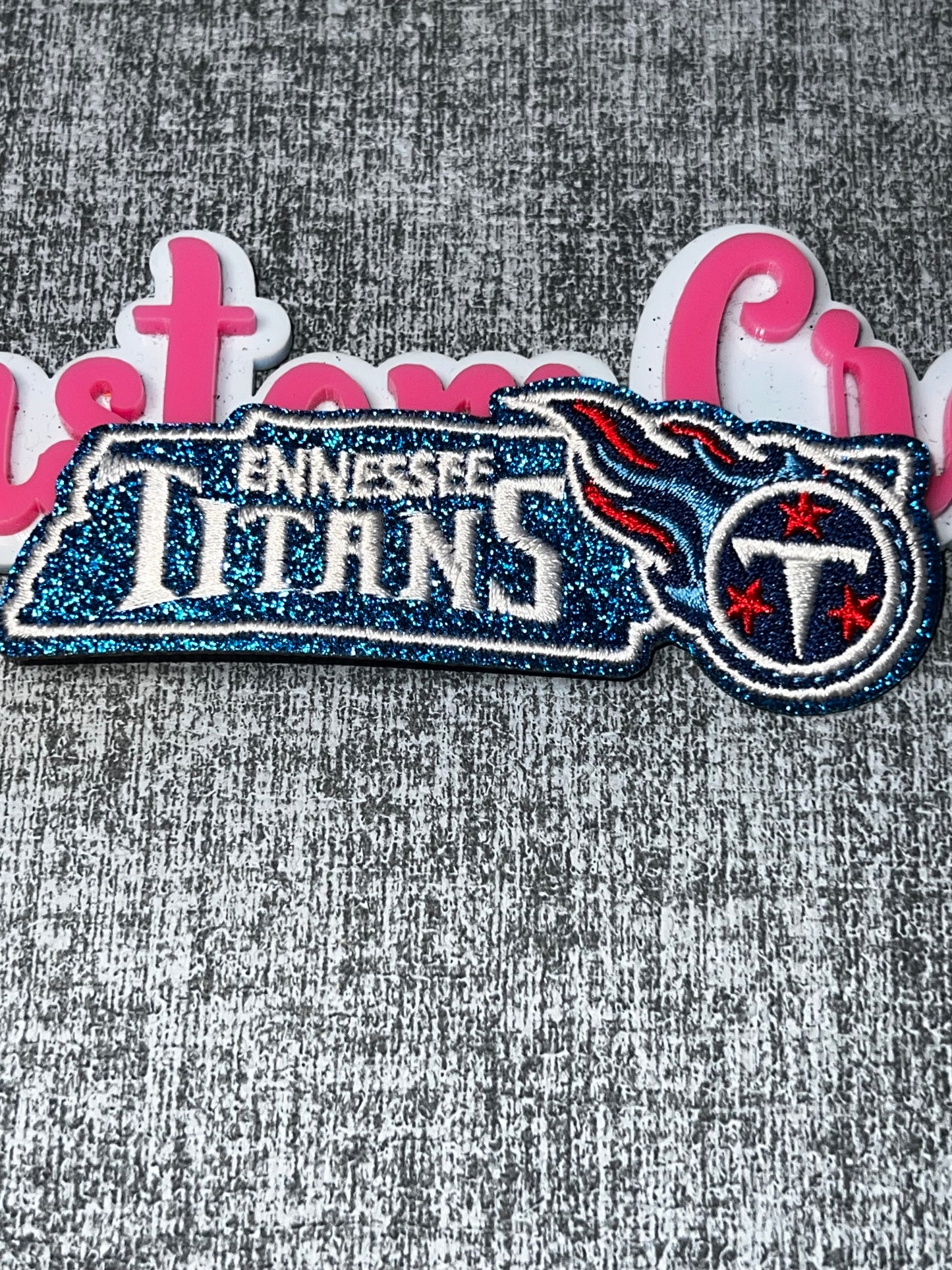 Blue Glitter Flame Letter Embroidered Iron-On Patch | Statement Appliqué