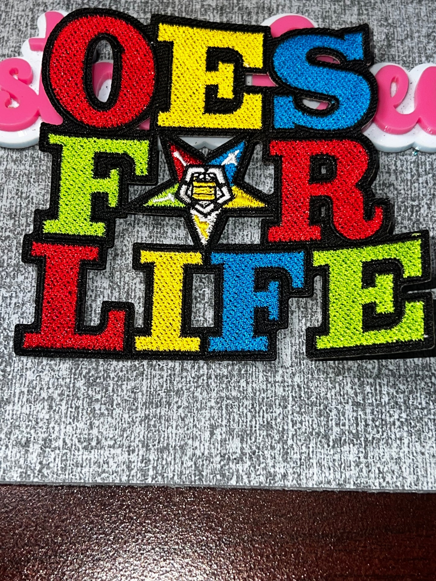 Colorful OES Life Embroidered Iron-On Patch | Statement Appliqué