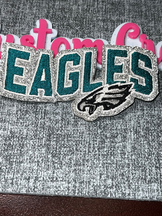 Teal Silver Letter Embroidered Iron-On Patch | Statement Appliqué