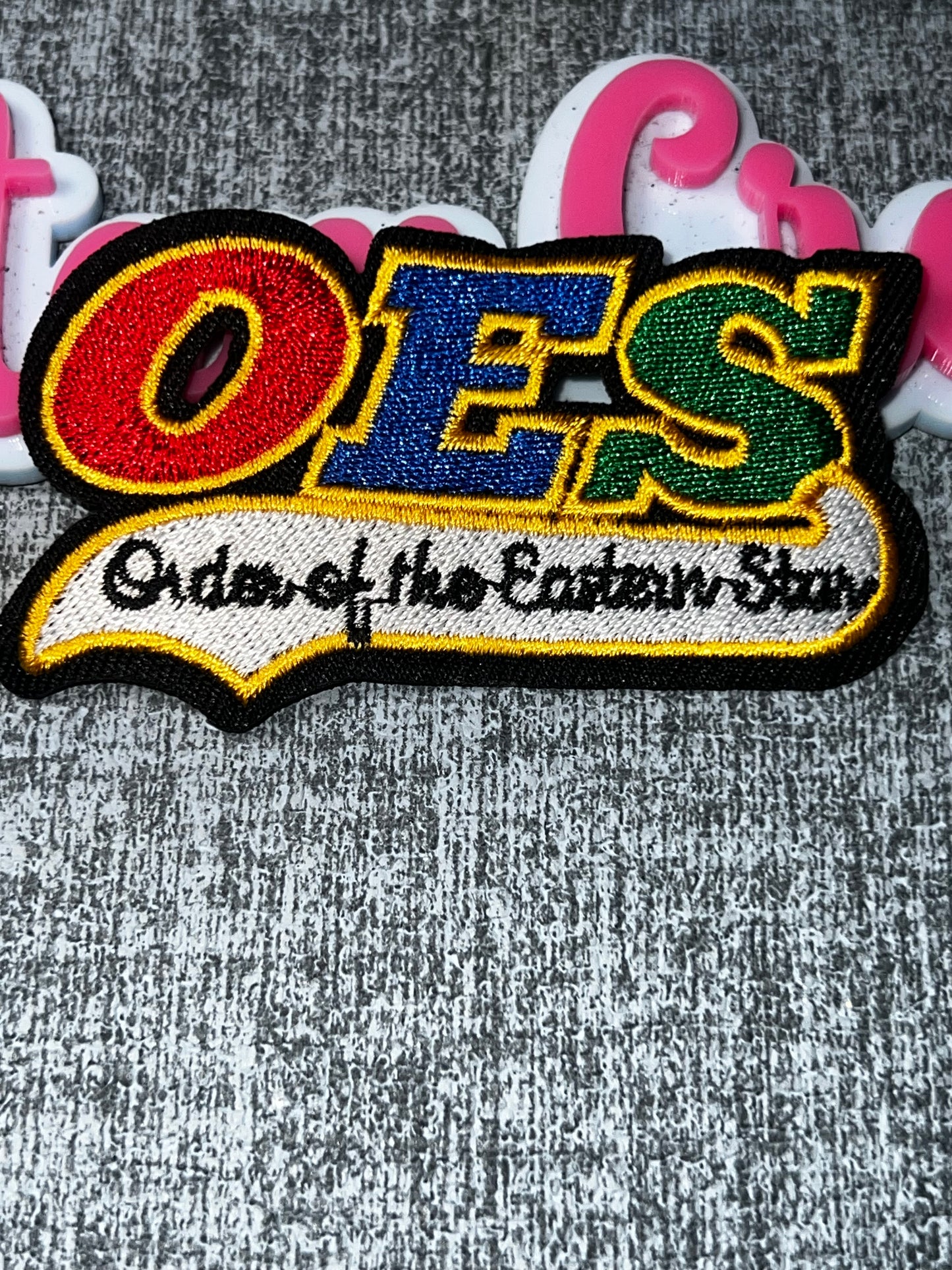 Multicolor Eastern Star Letter Embroidered Iron-On Patch | Fraternal Symbol Applique for Jackets and Bags OES