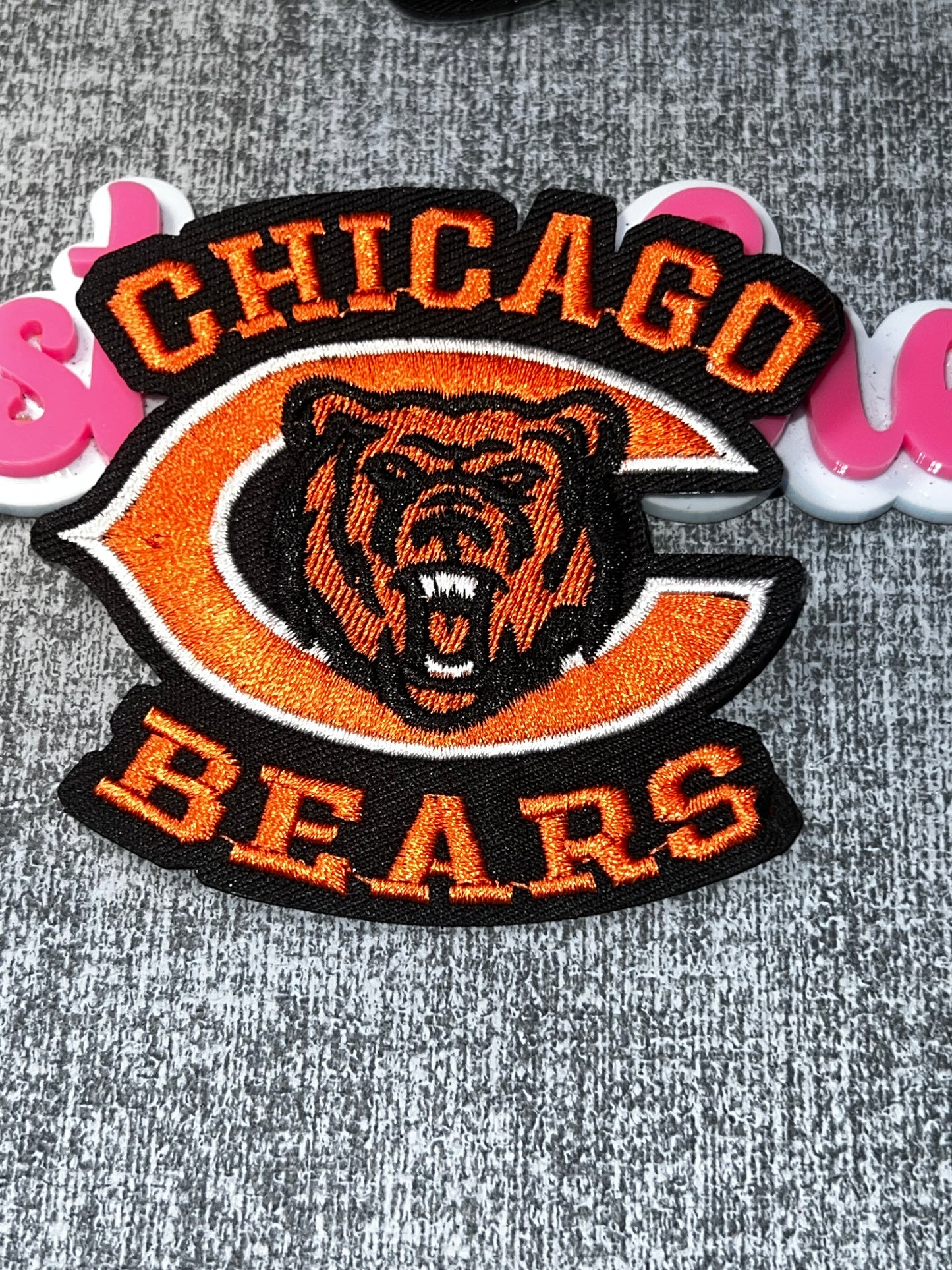 Orange Black Bear Head Embroidered Iron-On Patch | Mascot Applique for Jackets Bags and Hats