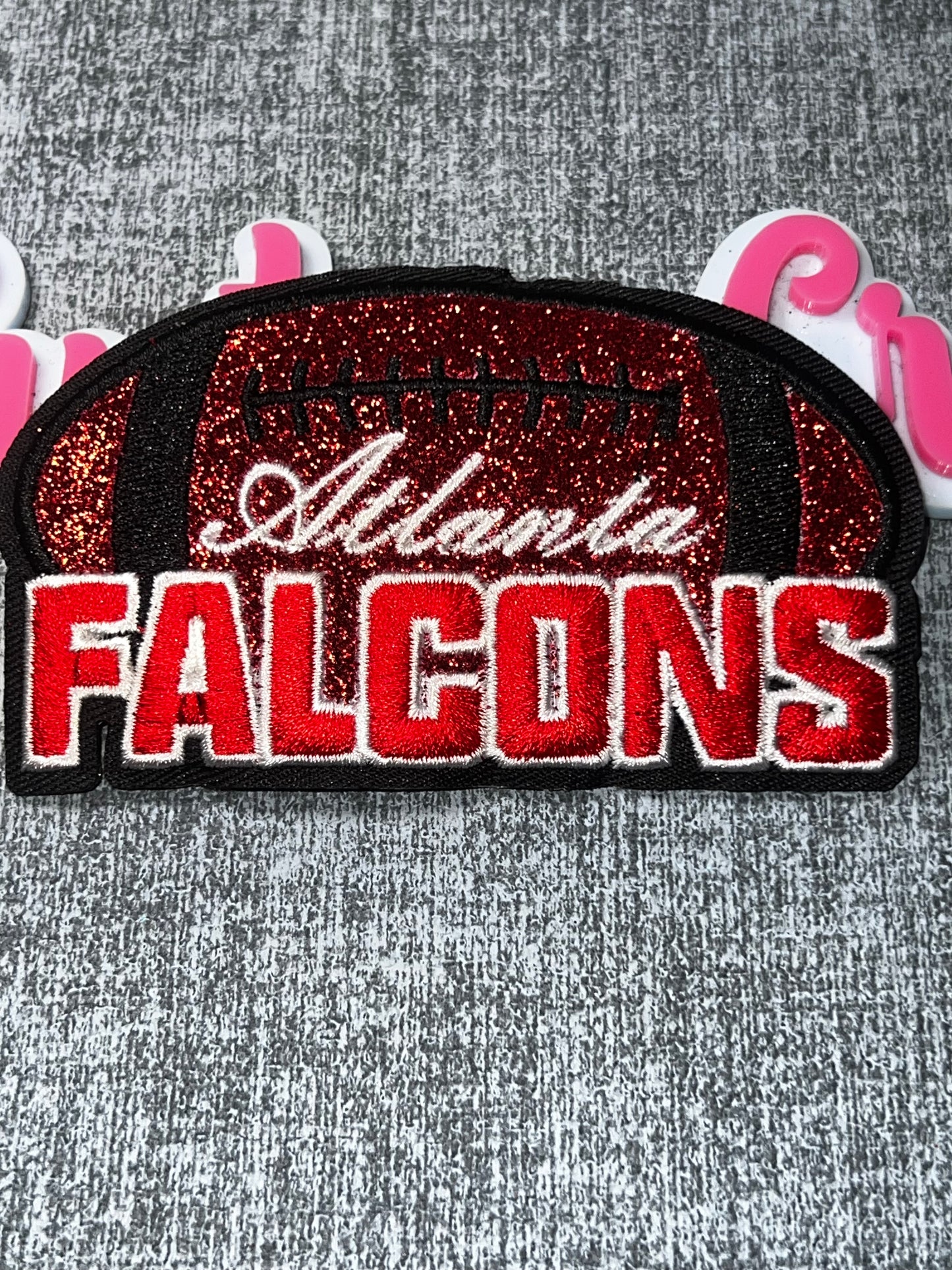 Red Glitter Varsity Word Embroidered Patch – Iron-On Applique