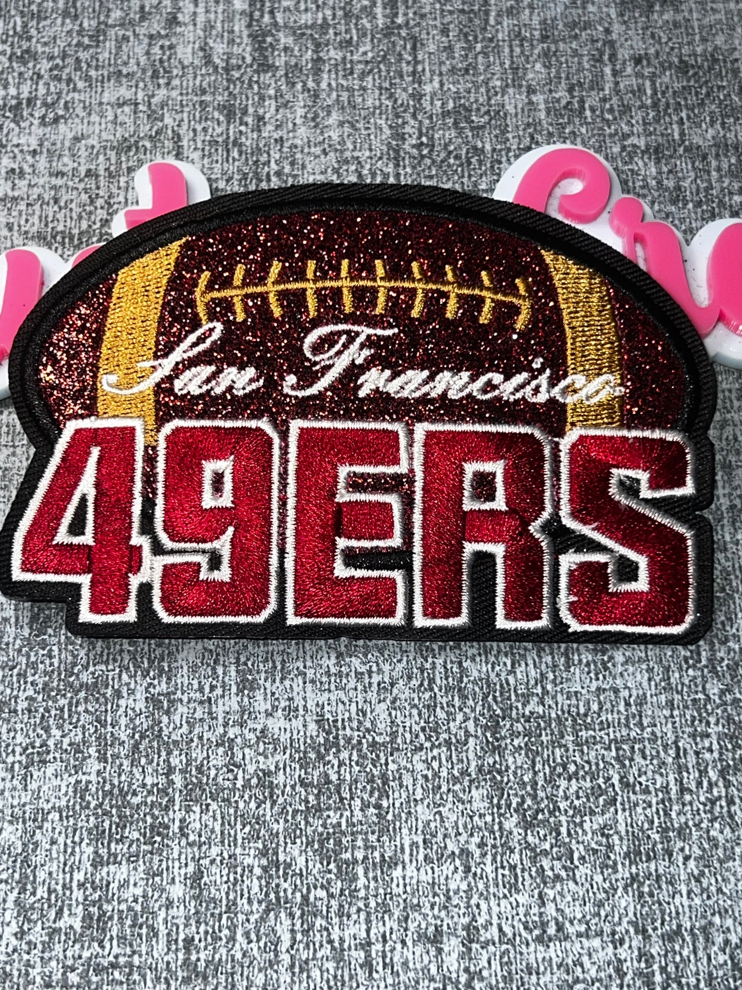 Burgundy Glitter Varsity Word Embroidered Patch – Large Iron-On Applique