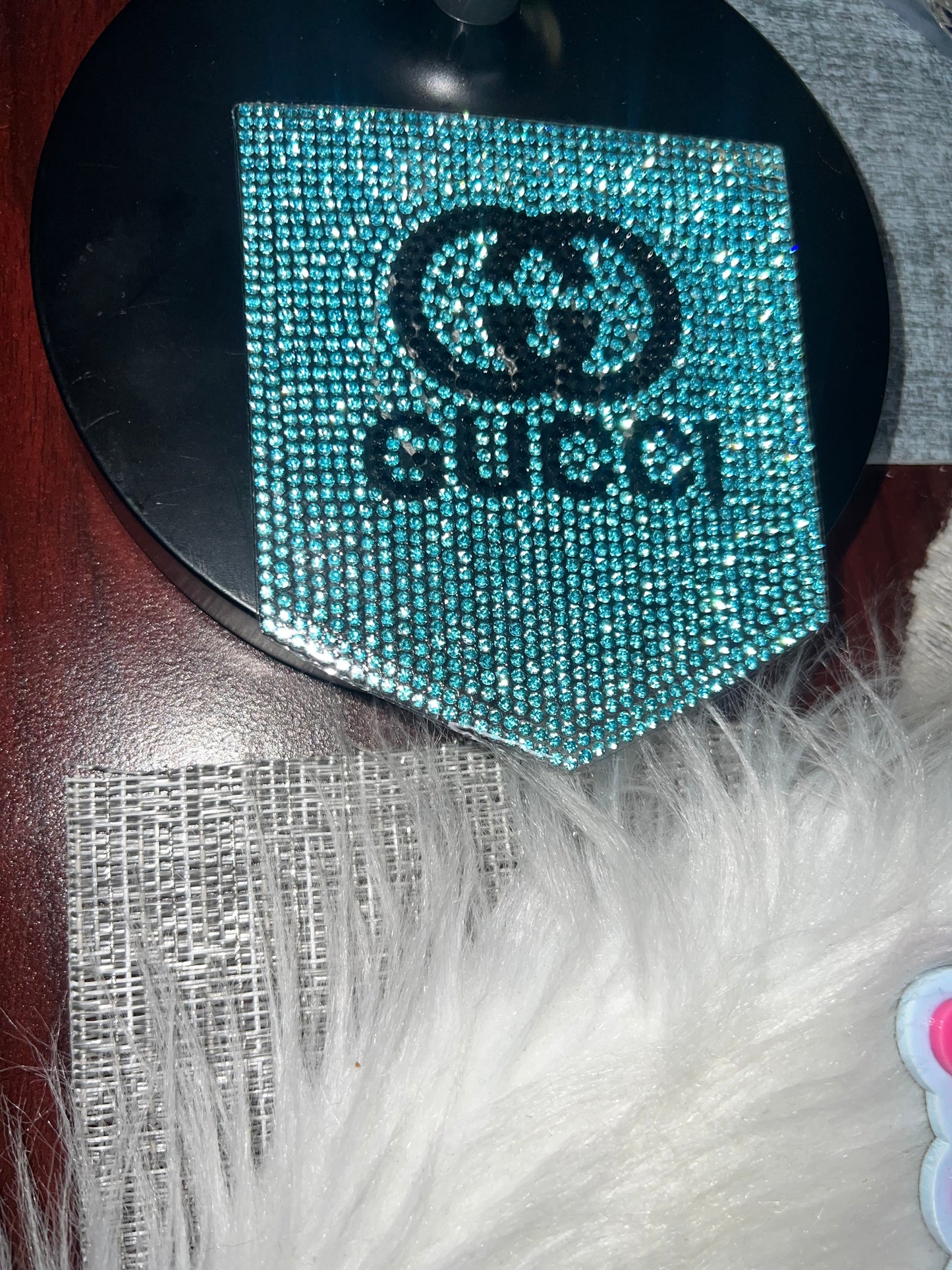 Bling Rhinestone Pocket Patch – Aqua Blue Crystal Statement