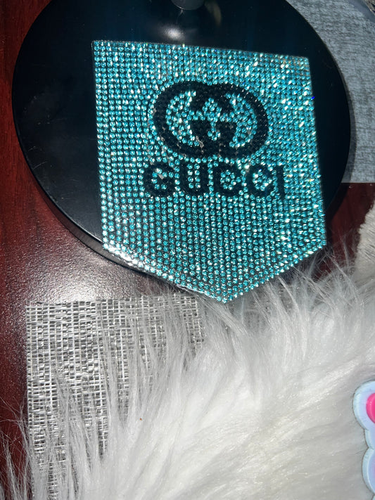 Bling Rhinestone Pocket Patch – Aqua Blue Crystal Statement