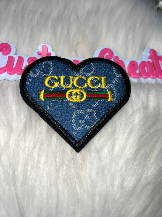 Denim Blue Heart Patch – Embroidered Applique