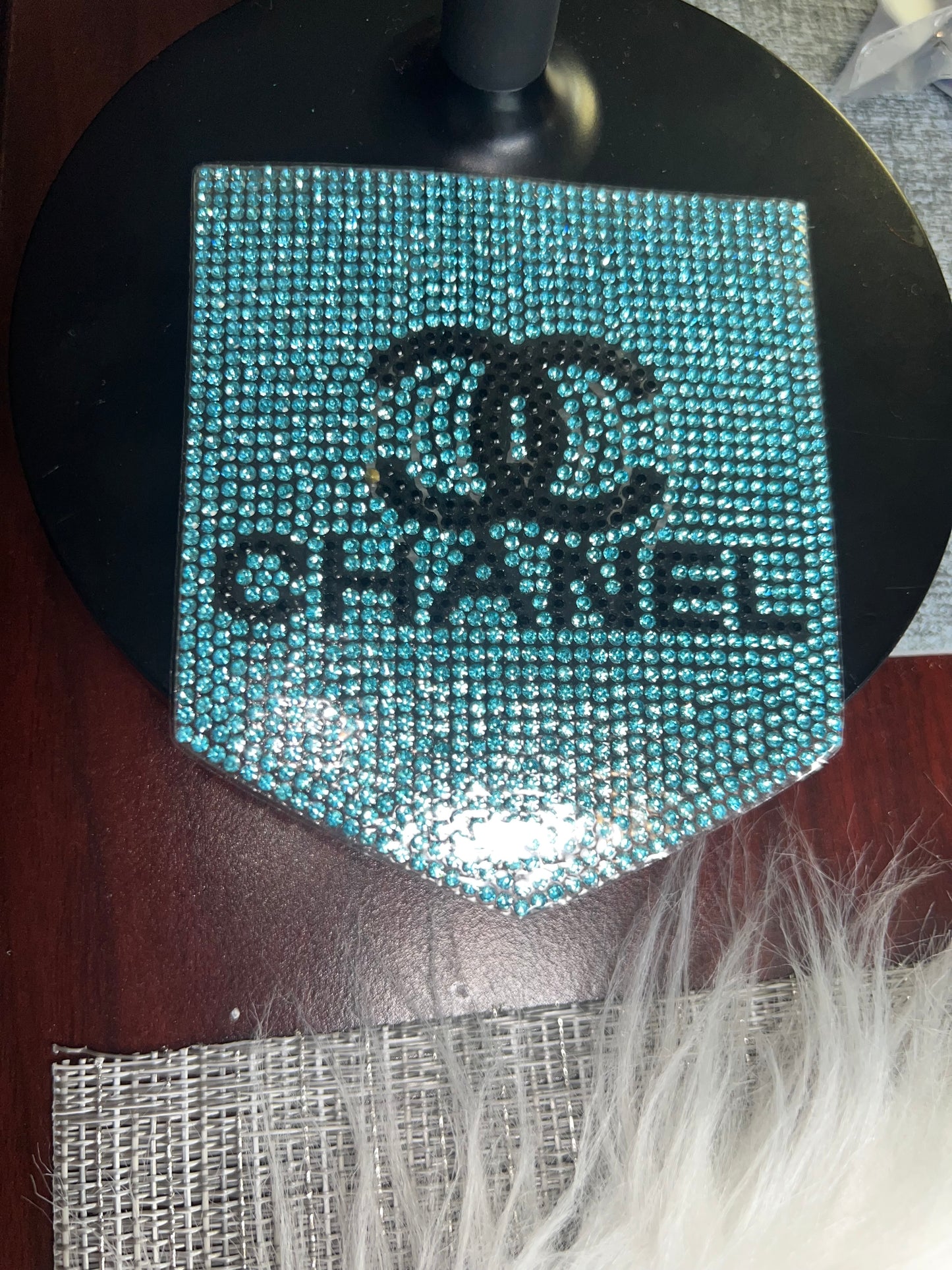 Bling Rhinestone Pocket Patch – Aqua Blue Crystal Statement Patch