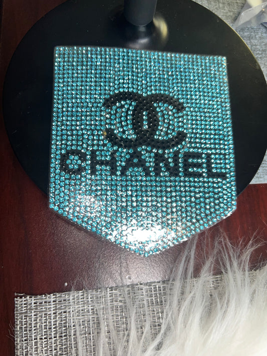 Bling Rhinestone Pocket Patch – Aqua Blue Crystal Statement Patch