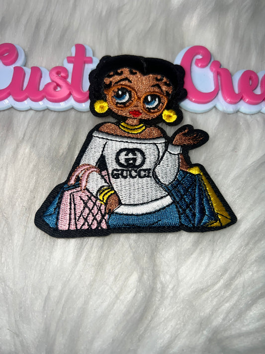Shopping Girl Patch – Iron-On Patch for Hats, Jackets & DIY Crafts
