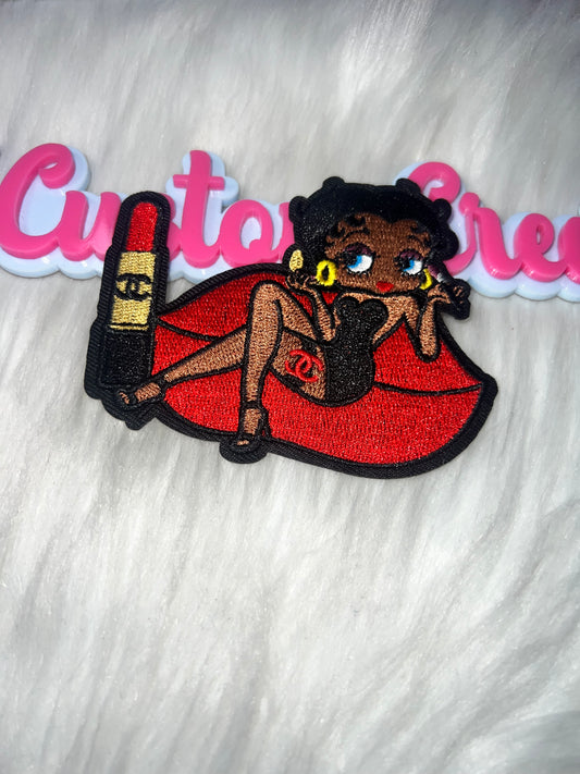 Girl Lipstick Patch – Iron-On Patch for Hats, Jackets & DIY Crafts