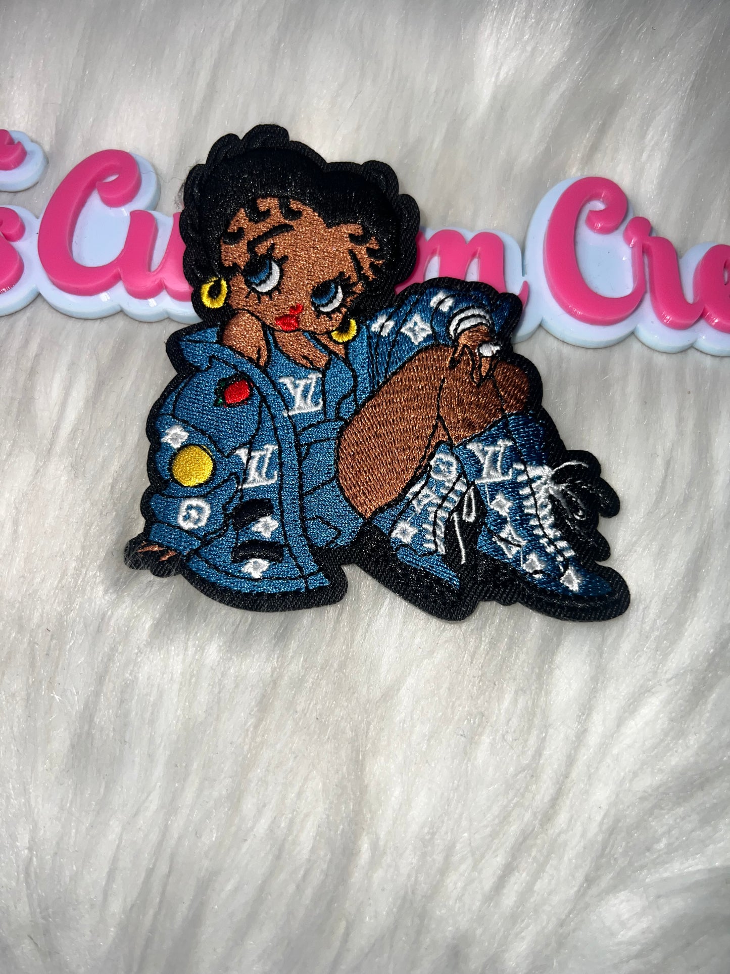 Girl Denim Coat Patch – Iron-On Patch for Hats, Jackets & DIY Crafts