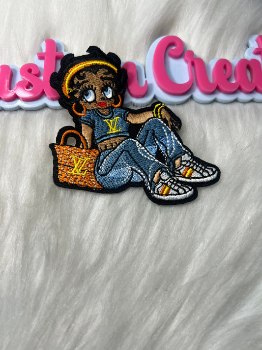 Girl Denim Outfit Patch – Iron-On Patch for Hats, Jackets & DIY Crafts
