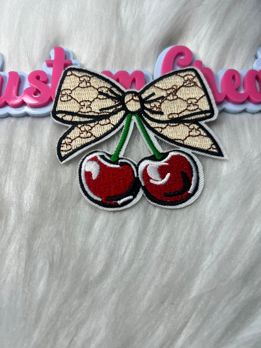 Cherry Bow Patch – Iron-On Patch for Hats, Jackets & DIY Crafts