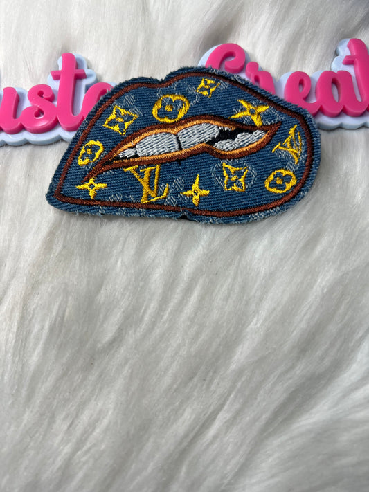 Denim Lips Patch – Iron-On Patch for Hats, Jackets & DIY Crafts