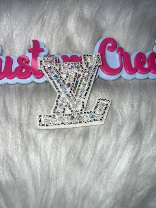 White Crystal Bling Letter Patch