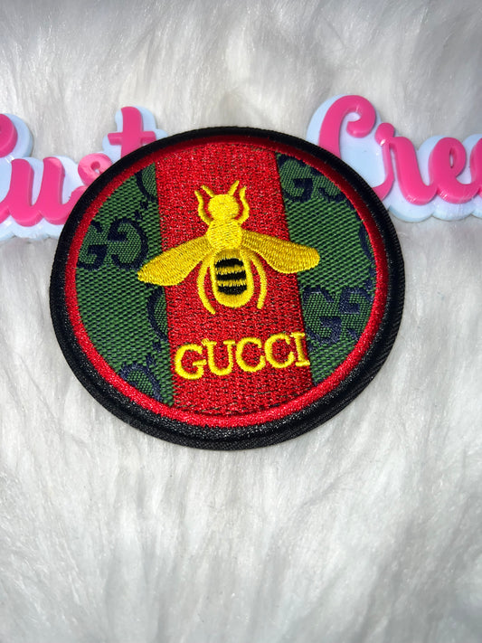 🐝 Classic Red & Green Bee Round Patch (Iron-On)
