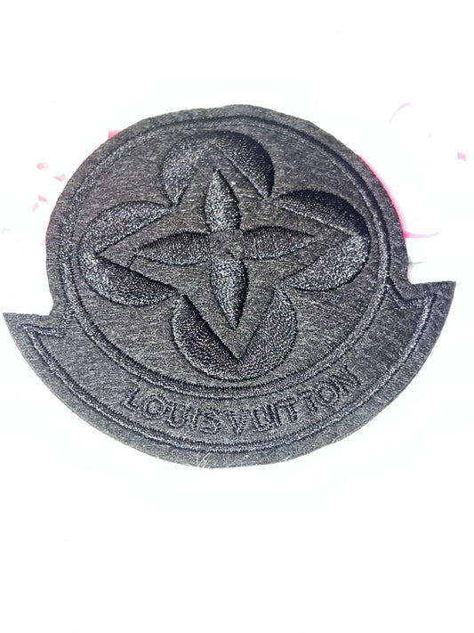 🖤 Embossed Monogram Circle Patch – Black on Black