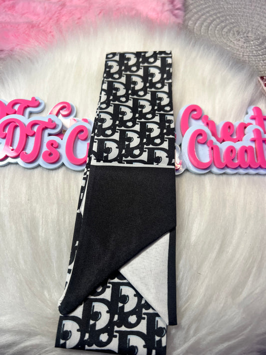 🖤 Classic Black Monogram Print Scarf