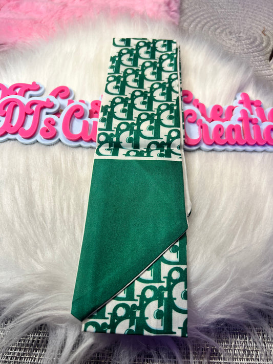 💚 Emerald Monogram Print Scarf